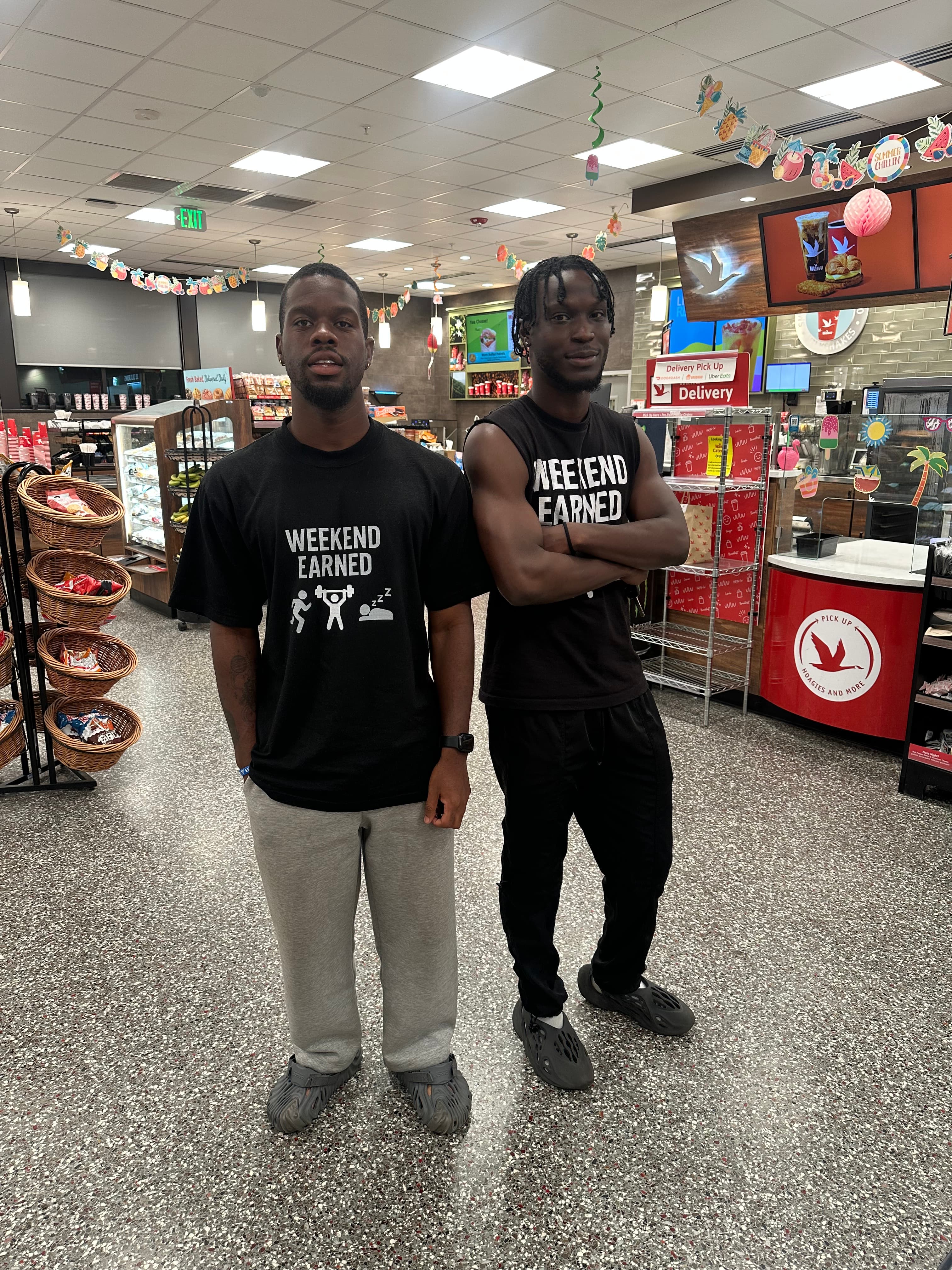 Customer wearing Weekend Earned gear