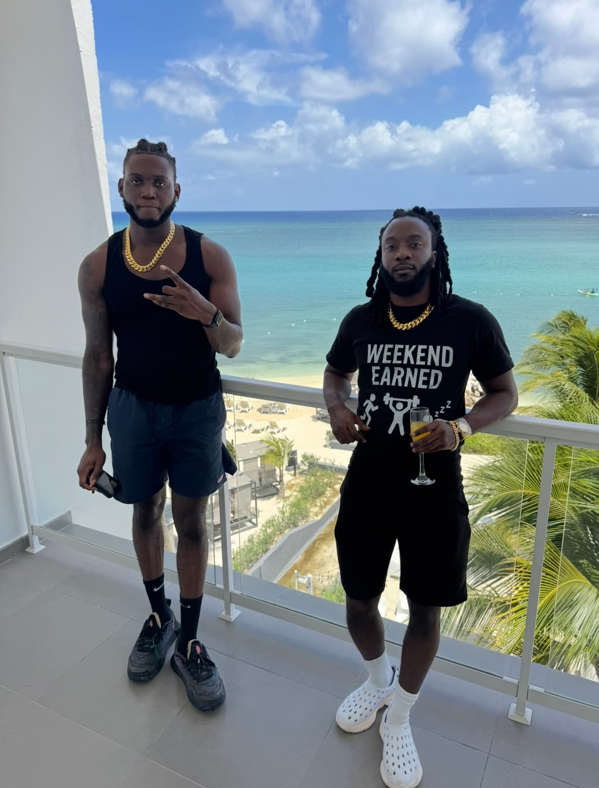 Customer wearing Weekend Earned gear